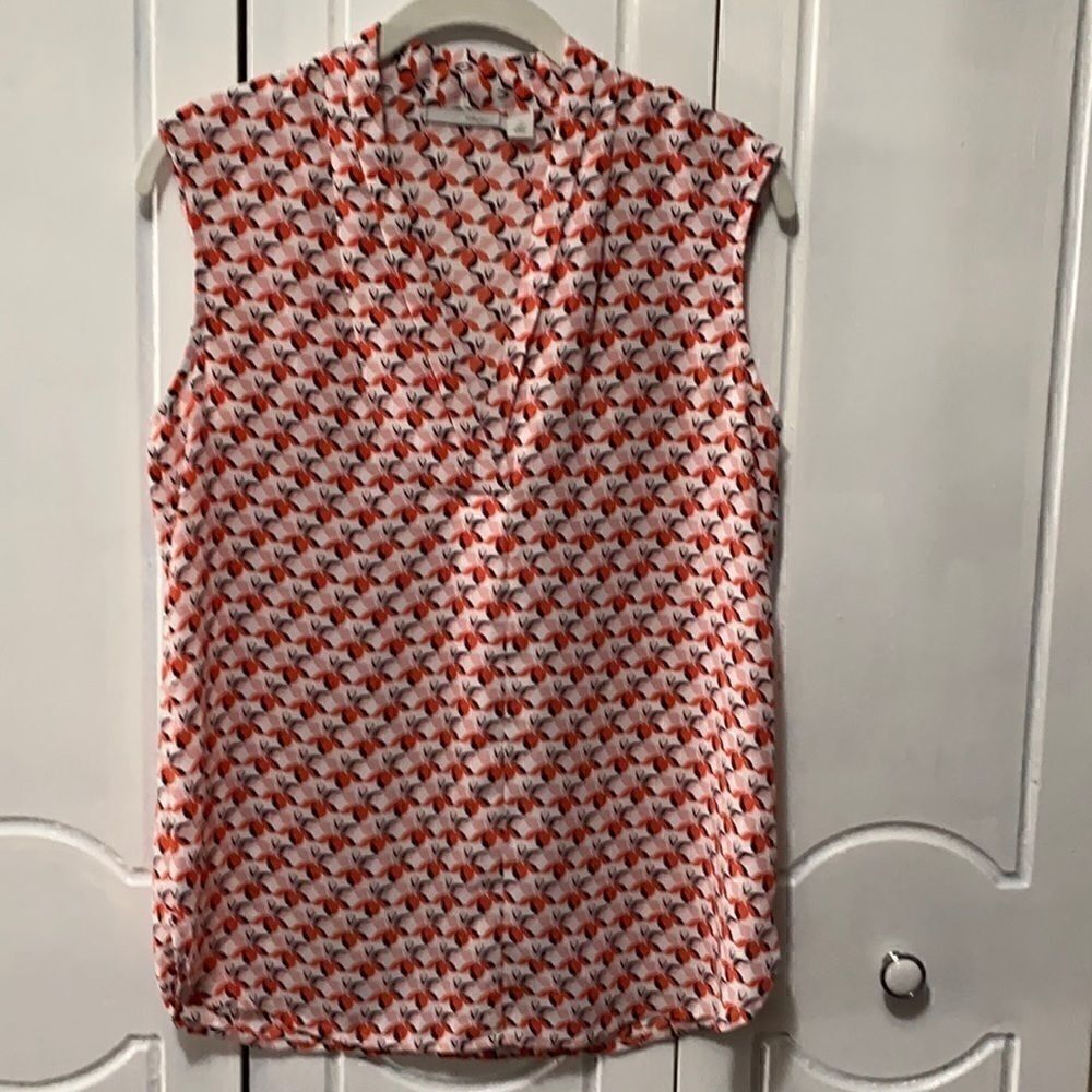 Halogen V-Neck Print Sleeveless Top Blouse size XS